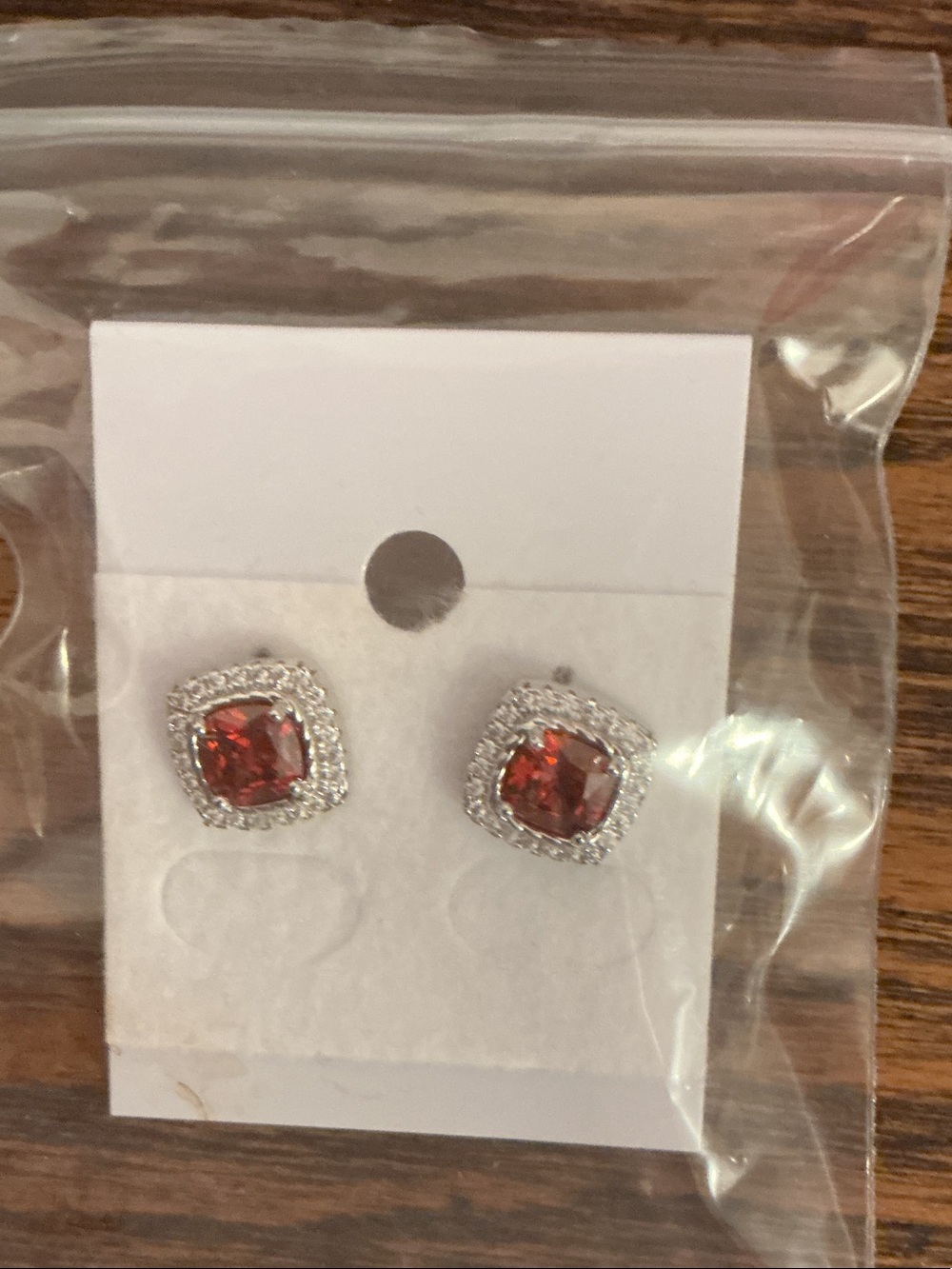 Red Crystal Halo Stud Earrings - Elegant Women's Jewelry